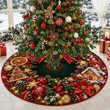 1pc Christmas Wreath Large Bow Pattern Christmas Tree Skirt, Elegant Color Holiday Decoration, 5 Sizes, Unisex Holiday Gift, Suitable For Home And Party Christmas Home Decor - Christmas Wreath Large Bow - View 6