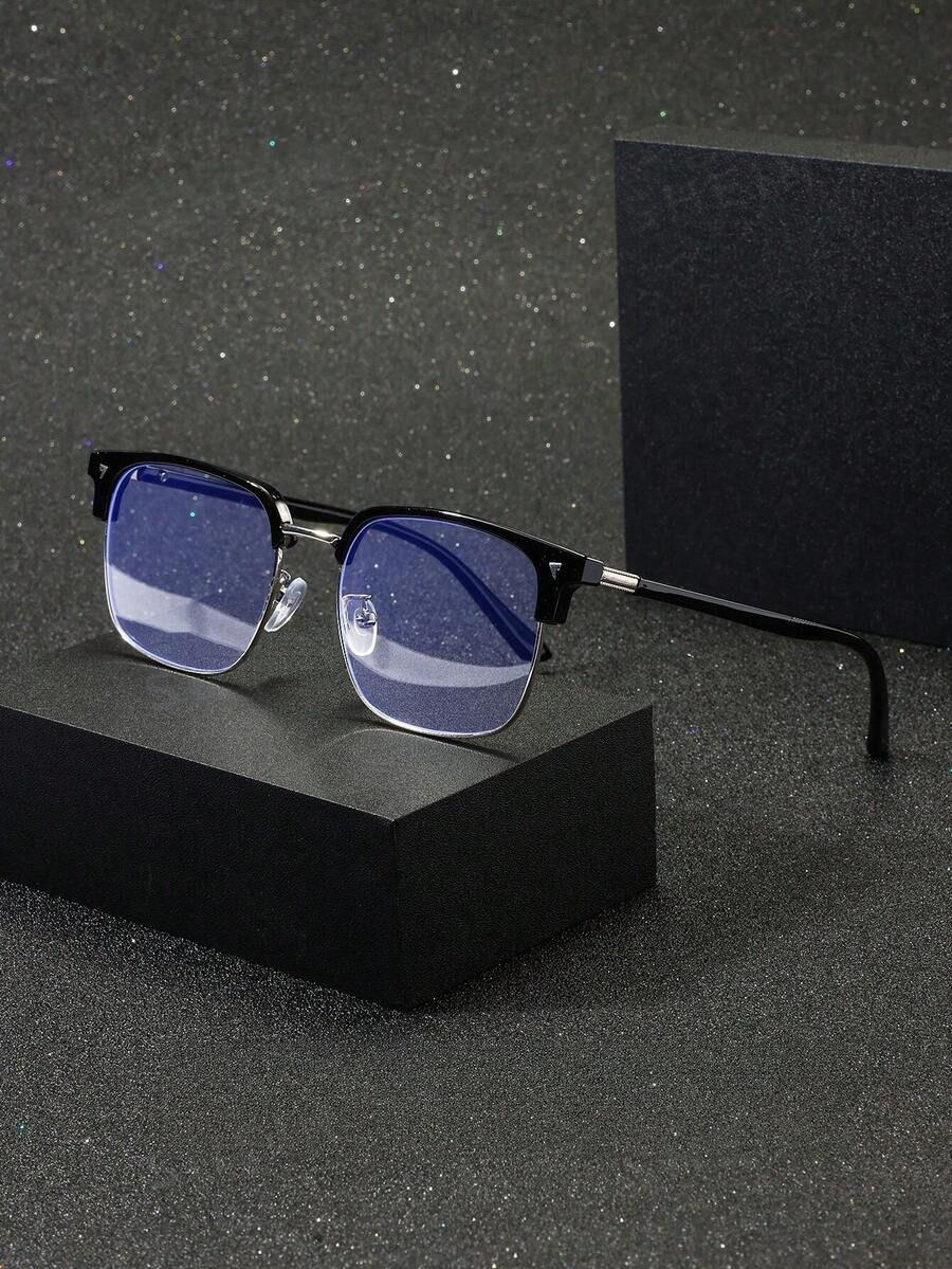 1PC Men's Metal Square Reading Gaming Computer Phone Fashion Light Glasses - Multicolor - View 1