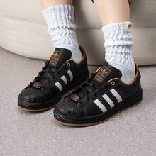 Adidas Originals Superstar 2 Retro Comfortable Classic Non-Slip Durable Shell Toe Rounded Toe Support Low-Top Sneakers Unisex - Black - View 3