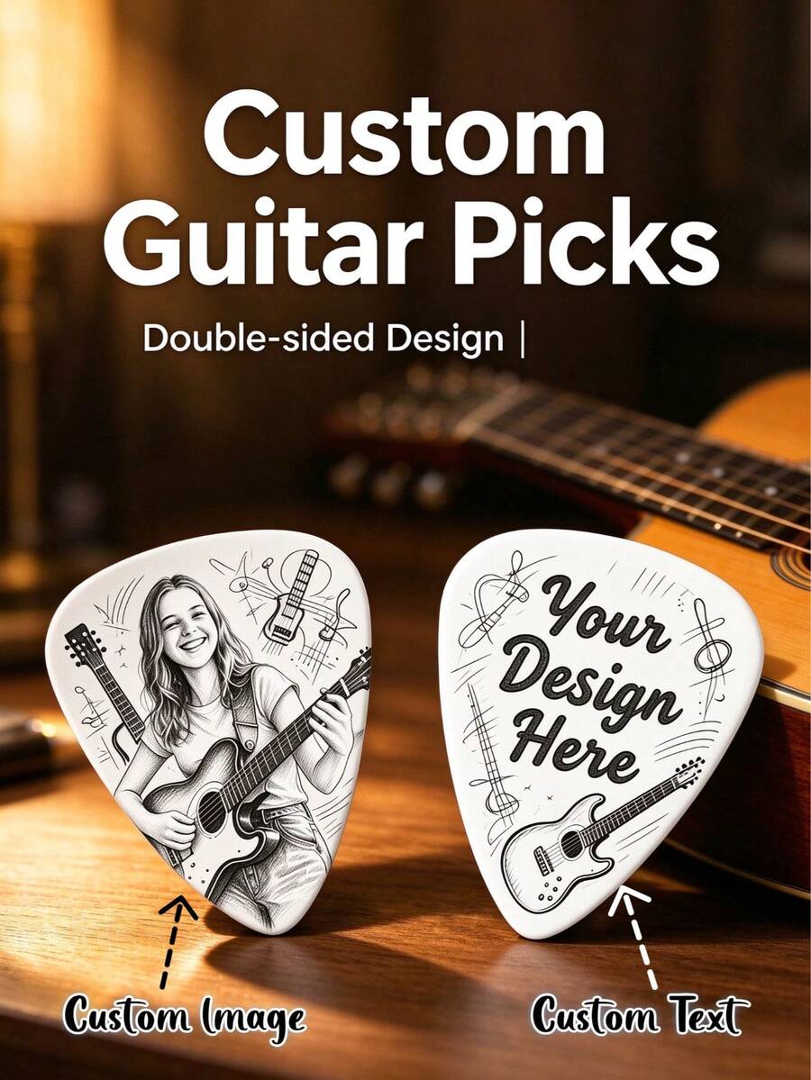 1/2/5pcs Customized Personalized Double-Sided Guitar Picks, Support Uploading Custom Images, Thickness 1.0mm, Suitable For Acoustic And Electric Guitars, Unique Gift For Music Lovers, Perfect For Daily Practice - Multicolor - View 1