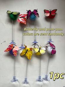 1pc Premium Interactive Cat Toy Butterfly, Spring-Loaded Suction Cup Cat Teaser Wand With Suction Cup And Butterfly Design, Made Of Durable Fabric, Suitable For Interactive Independent Play, Fits All Breeds, No Battery Required, Random Color - Multicolor - View 13
