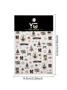 Christmas Nail Stickers Leopard Print Christmas Tree Bow Snowflake Pattern Self-Adhesive Holiday Nail Art Decals - Multicolor - View 7