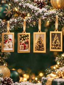 Christmas Acrylic Photo Frame Decor, Double-Sided Rectangular Gold Frame, Suitable For Christmas Holiday Party, Home Decor And Photo Frame Souvenir Gift - Multicolor - View 2