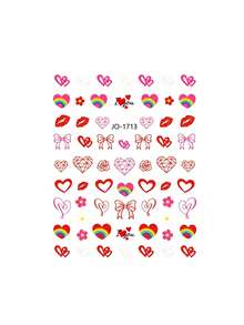 1pc Colorful Heart-Shaped Face Sticker For Autumn/Winter Christmas, Multi-Style Heart With Bow And Lip Print, Sexy Christmas Style Makeup Decoration, Also Suitable For New Year And Valentine's Day - Multicolor - View 4