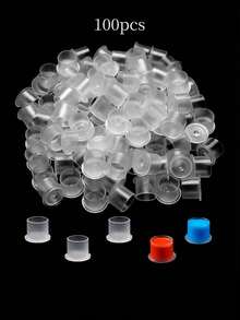 100pcs/30pcs/50pcs Eyelash Extension Tools Tattoo Ink Cups (With Base), Disposable Tattoo Ink Cups, Tattoo Supplies Set - Multicolor - View 7