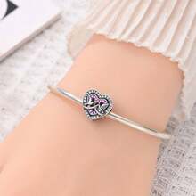 1pc Heart-Shaped Beaded Charm, Multiple Original Heart Designs, Inlaid With Pink Rhinestones And Resin Craft, Suitable For Bracelet, Necklace DIY Pendant Chain Jewelry Making, Exquisite Hollow Design, Can Be Freely Matched With Bracelets, Suitable For Handmade Creation, Daily Wear And Gifting. - Multicolor - View 5