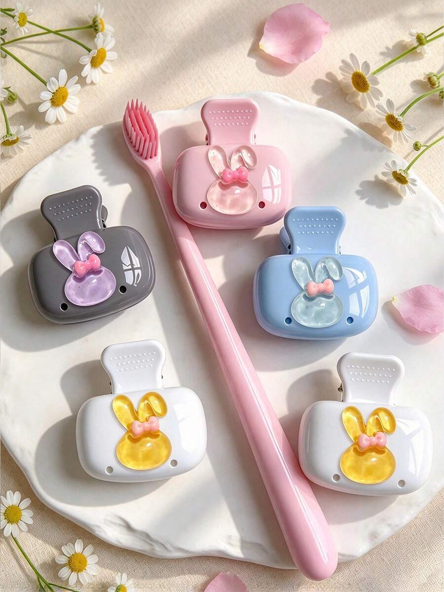 Cute Bunny Toothbrush Head Cover,Portable Toothbrush Covers,Clip-On Toothbrush Protective Case,Toothbrush Storage Clip With Ventilated,Storage Box,Travel Essentials,For Household Travel, Bathroom,Camping,Christmas Gift - Multicolor - View 1