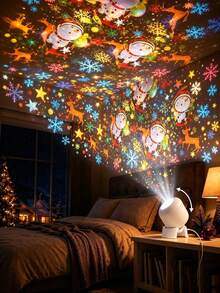 LED Christmas Projection Party Stage Light, Creative LED Projection Night Light, LED Christmas Projection Lamp, 360° Rotating Dynamic Projection Table Lamp, USB Powered Atmosphere Light, Bedroom, Game Room, Living Room Decor Light - Mood Projector Light - View 6