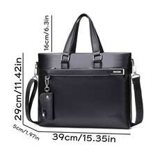 Tas Kerja Pria Bahan PU Berkualitas Tinggi, Hitam, Cokelat, Tersedia 2 Warna, Gantungan Kunci Warna Senada, Tas Laptop 14,56 inci, Tas Tangan Kapasitas Besar, Cocok Untuk Perjalanan, Komuter, Kampus, Hadiah untuk Guru - Tas kerja yang ditingkatkan - View 9