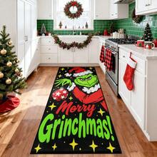 The Grinch 聖誕快樂廚房地墊，聖誕老人防滑墊，冬季聖誕雪人門墊，聖誕快樂裝飾，適用於走廊、客廳、廚房、辦公室、洗衣房 - 彩色 - 查看 1