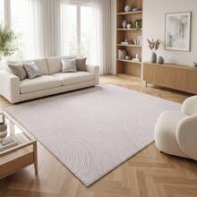 Washable Modern Minimalist Patterned Area Rug – Scandinavian Geometric Design, Contemporary Washable Carpet For Living Room, Bedroom & Home Decor - White - View 2