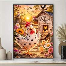 1 قطعة مجموعة رسم الماس 5D DIY بنمط الدجاجة اللطيفة - فن الماس الكامل الدائري، حرفة الفسيفساء، ديكور جدار المنزل، بدون إطار - بدون إطار - مشاهدة 2