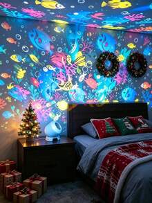 LED Christmas Projection Party Stage Light, Creative LED Projection Night Light, LED Christmas Projection Lamp, 360° Rotating Dynamic Projection Table Lamp, USB Powered Atmosphere Light, Bedroom, Game Room, Living Room Decor Light - Mood Projector Light - View 14