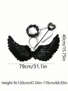 3pcs/Set Angel Feather Wings, Fairy Wand, Headband Set, Christmas/Halloween/Thanksgiving/Birthday Gift [Some Details, Colors Random] (Artificial Feather) (1/3pcs) - Multicolor - View 21