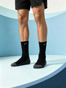 1/5/10/20 Pairs Black Style Men's Outdoor Casual Socks, Gray Line Pattern Daily Casual Socks - Multicolor - View 4