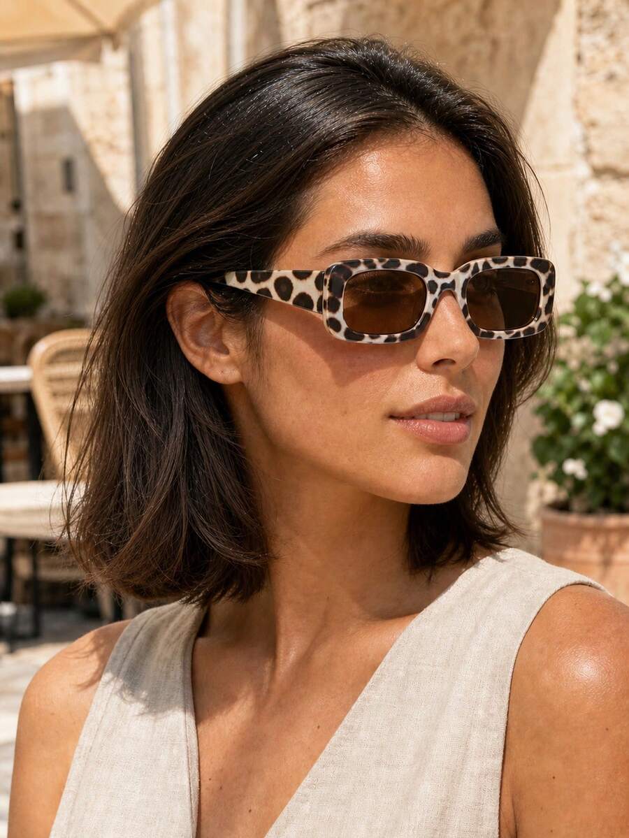 Women's Vintage Narrow Frame Decorative Glasses, Small Rectangular Lens ...