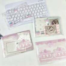 2/1pc Highly Attractive INS Style Card Packaging Material, Transparent Storage Bag, Thickened Gift Bag, Strawberry And Cake Design Elements, Snap Closure Design, Suitable For Daily Use And Study, High Aesthetic And Pattern Stationery Bag - File Folder - View 2