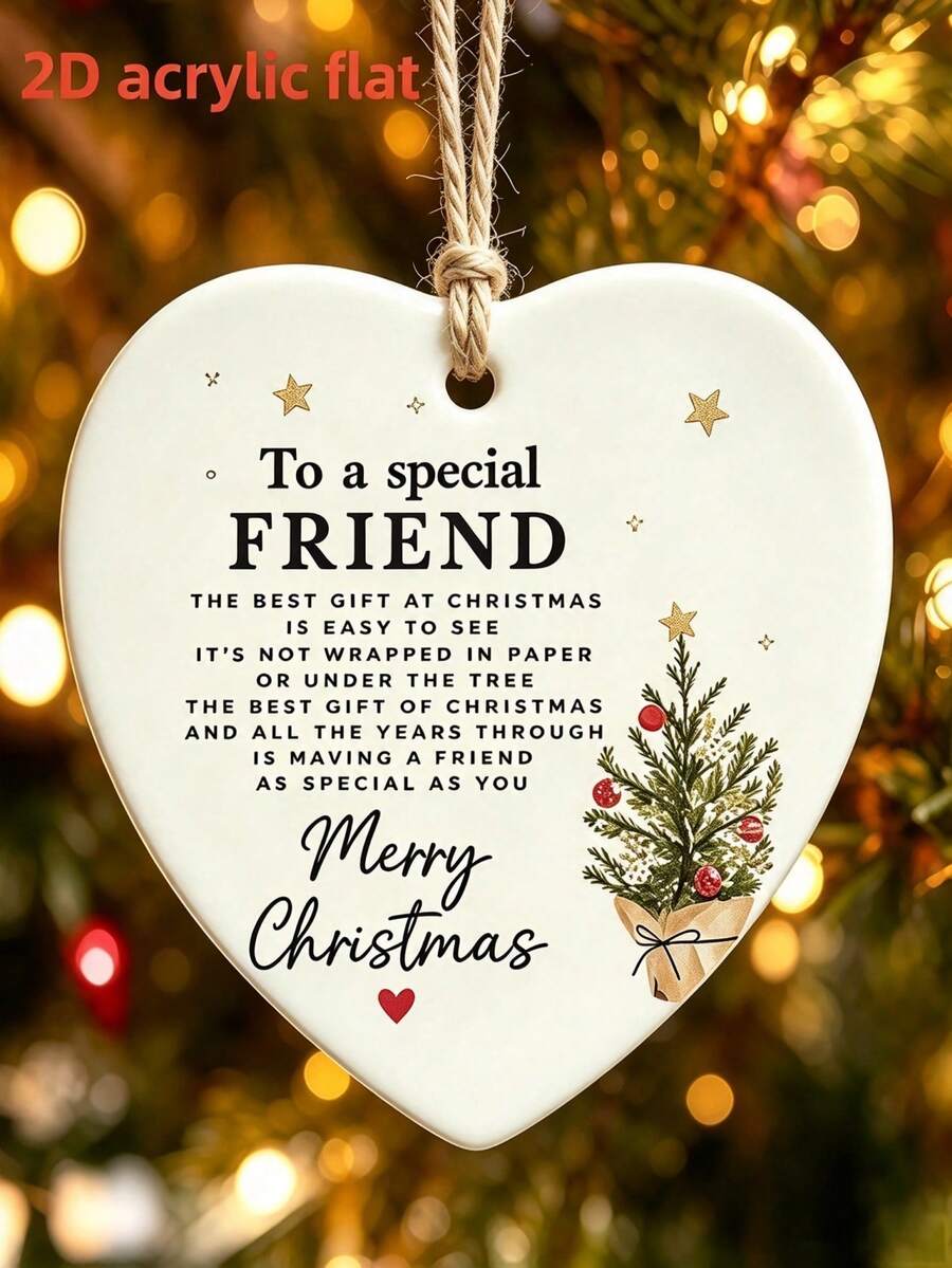 1PC Christmas Pendant For Special Friend, Heartwarming Christmas Carols Design, Hanging Ornament For Living Room Bedroom Christmas Tree, Perfect Holiday Gift To Express Gratitude, Home Decor And Accessories, Christmas Decorations - Multicolor - View 1