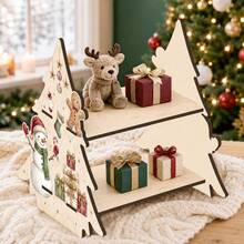 Christmas Wooden Double-Layer Display Rack, Gingerbread Man And Snowman Pattern Desktop Storage Rack, Freestanding Desktop Organizer, Suitable For Christmas, Entryway, Coffee Bar And Home Decor, Vertical Storage Rack - Multicolor - View 6