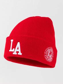 1pc Unisex Fashion Deformed A Logo Embroidered Brimless Knit Beanie Hat, Woolen Cap For Autumn/Winter Daily Warmth And Travel Outfit - A - View 13