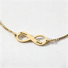 Infinity 定製雙姓名女款手鍊 個性化不鏽鋼情侶雙名定制珠寶 情人節禮物 - 黑色 - 查看 10