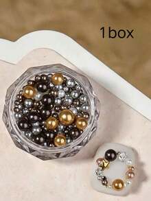 1 Box Christmas Winter Fall Nails, Vintage Mixed Beads & Pearl Nail Art, Holiday Luxury Versatile Nail Decor, Create Elegant Atmosphere Nail Surface - Multicolor - View 4