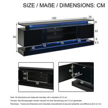 180 * 35 * 60 Cm TV Cabinet / Elegant, Simple TV Stand / With 2 Acrylic Doors / Multi-Part Storage System / Adjustable Shelves / Suitable For The Living Room - Black - View 3