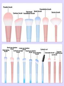 SEPROFE Professional 16Pcs Colorful Makeup Brush Set, Super Soft Powder Brush, Foundation Brush, Eyeshadow Brush, Premium Texture Handle, Gradient Cute Colors, Full Facial And Eye Makeup Tools For Daily Use - Multicolor - View 7