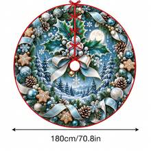 1 buah Alas Pohon Natal Motif Hutan Cahaya Bulan Biru Es, Dekorasi Liburan Elegan, 5 Ukuran, Hadiah Liburan Unisex, Cocok Untuk Dekorasi Natal di Rumah dan Pesta - Hutan Biru Es yang Diterangi Cahaya Bulan - View 14