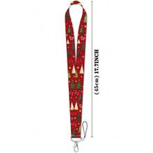 Red Christmas Tree Pattern Lanyard Card Holder, Durable Neck Strap With ID Holder, Portable Name Tag Holder, Christmas Holiday Gift Accessory - Multicolor - View 11