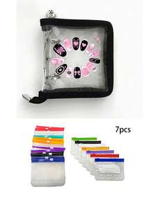 Nail Art Storage Bag, Mini 3-Ring Zipper Binder, Nail Tool Organizer (Nail Pusher, Small Nail File), Shiny PVC Photo Card Holder, Portable Card Collection Album, Also Works As Cash Budget Envelope, Lightweight And Space-Saving For Nail Display And Card Organization, Designed For Collectors And Nail Professionals, Perfect For Back To School And Holidays, Thoughtful Gift For Yourself Or Friends, Provides A Neat Home For Nail Samples And Collection Cards - Multicolor - View 17