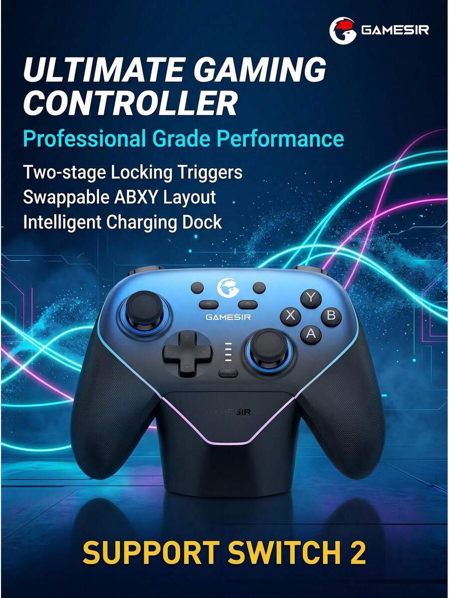 GAMESIR Supernova Wireless Controller - Universal For Switch/PC/Steam - Bluetooth + 2.4G Dual Mode - Hall Effect Joystick & Mechanical Buttons - 6-Axis Motion Sensing - 1000Hz Gaming Polling Rate - Optimized For Popular Action Games - View 1