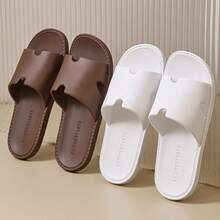 1 Pair Premium Leather-Feel EVA Soft Sole Slippers, Non-Slip Outdoor Indoor Home Bathroom Slides - Multicolor - View 6