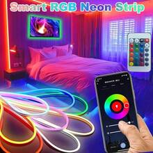 Acosh Neon 5V Neon Strip Light RGB Flexible Cuttable Multilength Smart App & IR Remote Control Music Sync Color Changing LED Rope Light Romantic Atmosphere Lighting For Bedroom Living Room Party Holiday Gaming Decor - RGB - View 2