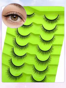 ENCHUW 7 Pairs Of Full Strip False Eyelashes Fluffy Natural Looking Lightweight & Soft For Daily Wear Strip Lashes,Fake Lashes - Black - View 3
