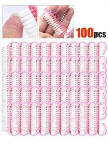 Bộ 10-100 cái bàn chải làm sạch bụi móng nhỏ có tay cầm, dùng làm sạch móng và bột móng, phù hợp cho móng tay, móng chân, bàn tay và bàn chân, màu ngẫu nhiên, lông mềm, nhựa, kèm dụng cụ dũa cho làm móng tay và móng chân - Đỏ - Xem 15