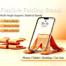 1pc X-Shaped Flexible Silicone Suction Cup Phone Holder, Creative Portable Foldable Car Navigation Mount, Slouchy Live Streaming Desktop Stand - Multicolor - View 1