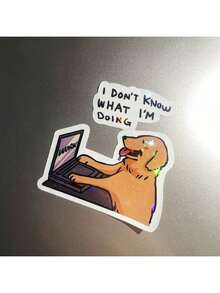 Funny Golden Retriever Sticker I Don't Know What I'm Doing Meme Dog Working On Laptop Vinyl Sticker For Laptop Water Bottle Notebook Car Decal - one-size - View 14