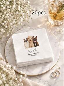 Personalized Pet Cocktail Napkins Custom Paper Napkins Beverage Dessert Napkins Wedding Anniversary Engagement Party Dog Cat Wedding Napkins - Multicolor - View 14