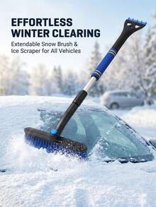1set Snow Brush And Snow Shovel, 3‑In‑1 Detachable Extra‑Long Snow Removal Tool, Rotatable Brush Head, Paint Protection, Orange Comfort Grip Handle For Car Windshield, Fits Cars And Trucks - Multiple Styles - View 4