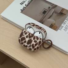 Deep Coffee Transparent Leopard Print + Coffee Color Hanging Ring Earphone Case Compatible With Apple 5/ 4 Cute Earphone Cover Apple 2nd Gen 3rd Gen New Protective Case Pendant Pro 3 Korean Style Earphone Case Pro 2 Girls Earphone Case Protective Cover - Coffee Brown - View 6