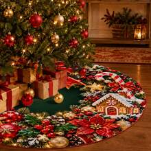 1pc Christmas Wreath Large Bow Pattern Christmas Tree Skirt, Elegant Color Holiday Decoration, 5 Sizes, Unisex Holiday Gift, Suitable For Home And Party Christmas Home Decor - Christmas Wreath Large Bow - View 4
