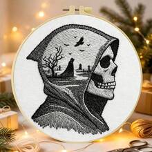 15*15cm/5.9*5.9in 20*20cm/7.9*7.9in,Halloween Flowers Embroidery Kit, DIY Handmade Embroidery Set For Adult Beginners, Home Gift, Women's Sewing Gift, Including User Manual, Printed Pattern Fabric, Embroidery Frame, Needle And Thread. - Halloween Flowers - View 5
