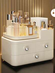 1pc Rotating Desktop Drawer Cosmetic Storage Box, Dust-Proof Large Capacity Vanity Organizer, Can Store Lipstick And Skincare Products, Cosmetic Storage Box, Multi-Functional Skincare Storage Rack, Women's Gift, Christmas Gift, Perfect Gift For Women - Multicolor - View 5