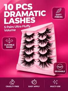 5 Pairs False Eyelashes, Explosive Voluminous Fox Style, Soft & Lightweight Black Stem, Durable & Flexible, Fits Eye Shape With Long-Lasting Makeup Effect, Instant Fox Eye Enlarging Effect, Light European Fox Style False Eyelashes, Suitable For Beauty Bloggers & Hot Girls, Perfect For Theme Parties, Makeup Creation & Photography - View 9