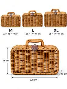 1pc Woven Handbag Cosmetic Storage Box, Wedding Gift Box, Bridesmaid Gift Box, Rattan Storage Basket, Travel Camping Photo Prop, Autumn Home Decor, Christmas Home Decor - Brown - View 11