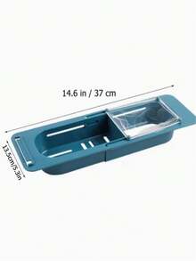 1 Set Extendable Sink Filter Rack, Kitchen Sink Storage Rack With Disposable Filter Mesh, Multi-Functional Sponge Holder, Food Waste Drainage, Adjustable Length Sink Organizer, Suitable For Kitchen Countertop - Multicolor - View 2