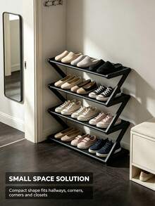 Z-Shaped Plastic Floor Shoe Rack, Multi-Functional Large Capacity Storage Organizer, Easy Assembly, Space-Saving Storage Rack For Home And Dorm, Suitable For Living Room And Bedroom - Multicolor - View 5