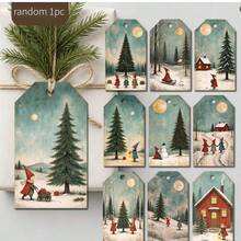 1/20/40pcs Vintage Folk Elf Christmas Tags, 10 Styles Distressed Fairy Tale Christmas Gift Tags, Winter Souvenir Labels, Christmas Tree Decoration Greeting Cards, Handwritten Tags, Gift Hanging Tag Set, Gentle Healing Holiday Gift Tags, DIY Decoration Cards, Holiday Home Decor, Includes Jute Rope - Multicolor - View 10