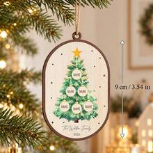 1pc Custom Family Name Christmas Ornament, 2D Flat Printed Oval Christmas Tree Hanging Bauble, Personalized Custom Text Family Keepsake, Christmas Holiday Home Decor & Souvenir Gift - Multicolor - View 2